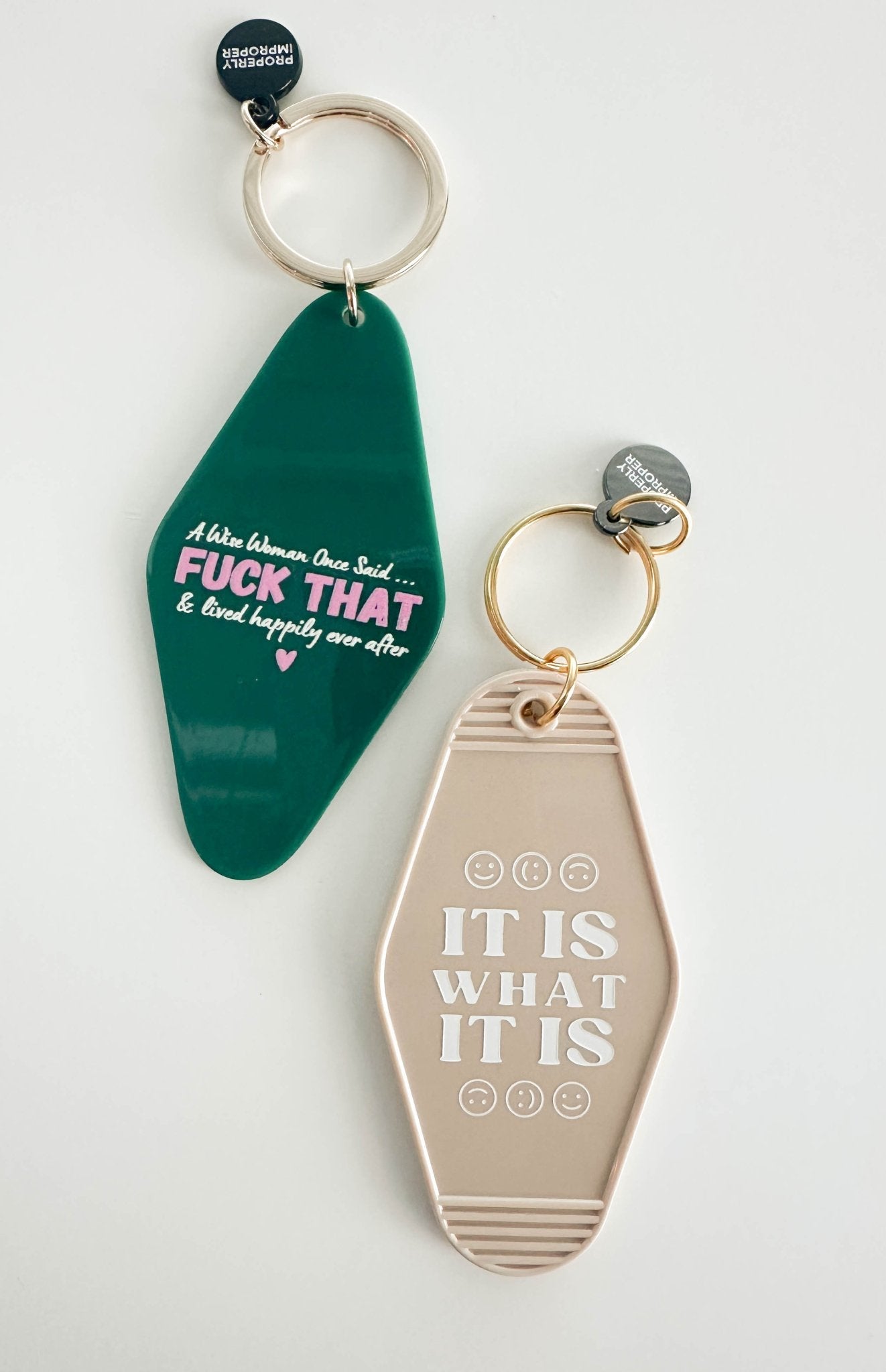 NEW ITEM: Hot Stamped Motel Keychain // A Wise Woman Once Said - notebooks & honey