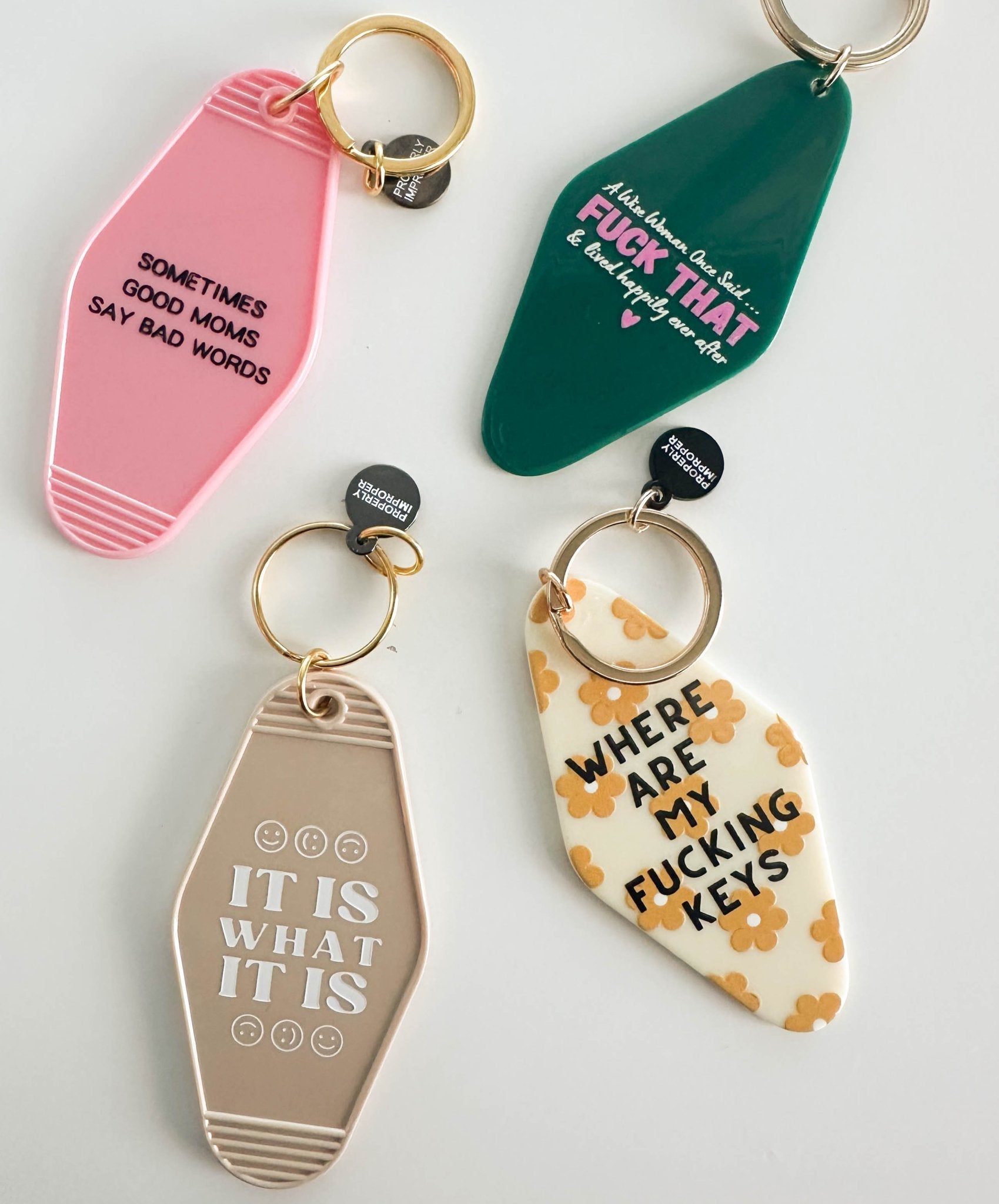 NEW ITEM: Hot Stamped Motel Keychain // Where are My Fucking Keys - notebooks & honey