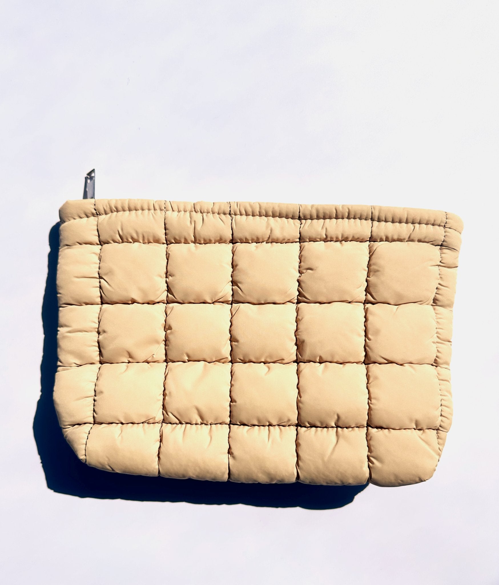 NEW ITEM: Quilted Puffy Makeup Pouch Clutch // Beige - notebooks & honey