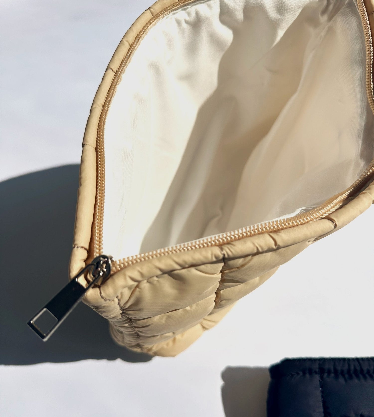 NEW ITEM: Quilted Puffy Makeup Pouch Clutch // Beige - notebooks & honey