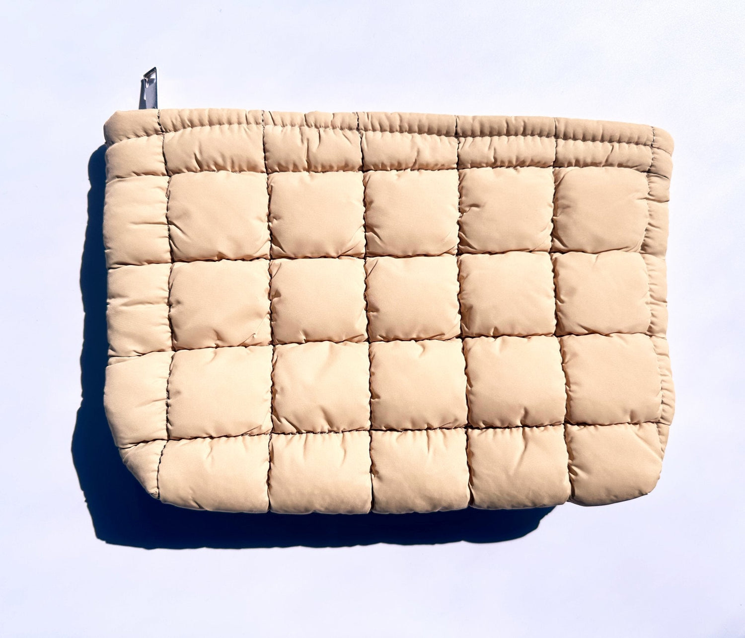 NEW ITEM: Quilted Puffy Makeup Pouch Clutch // Beige - notebooks & honey