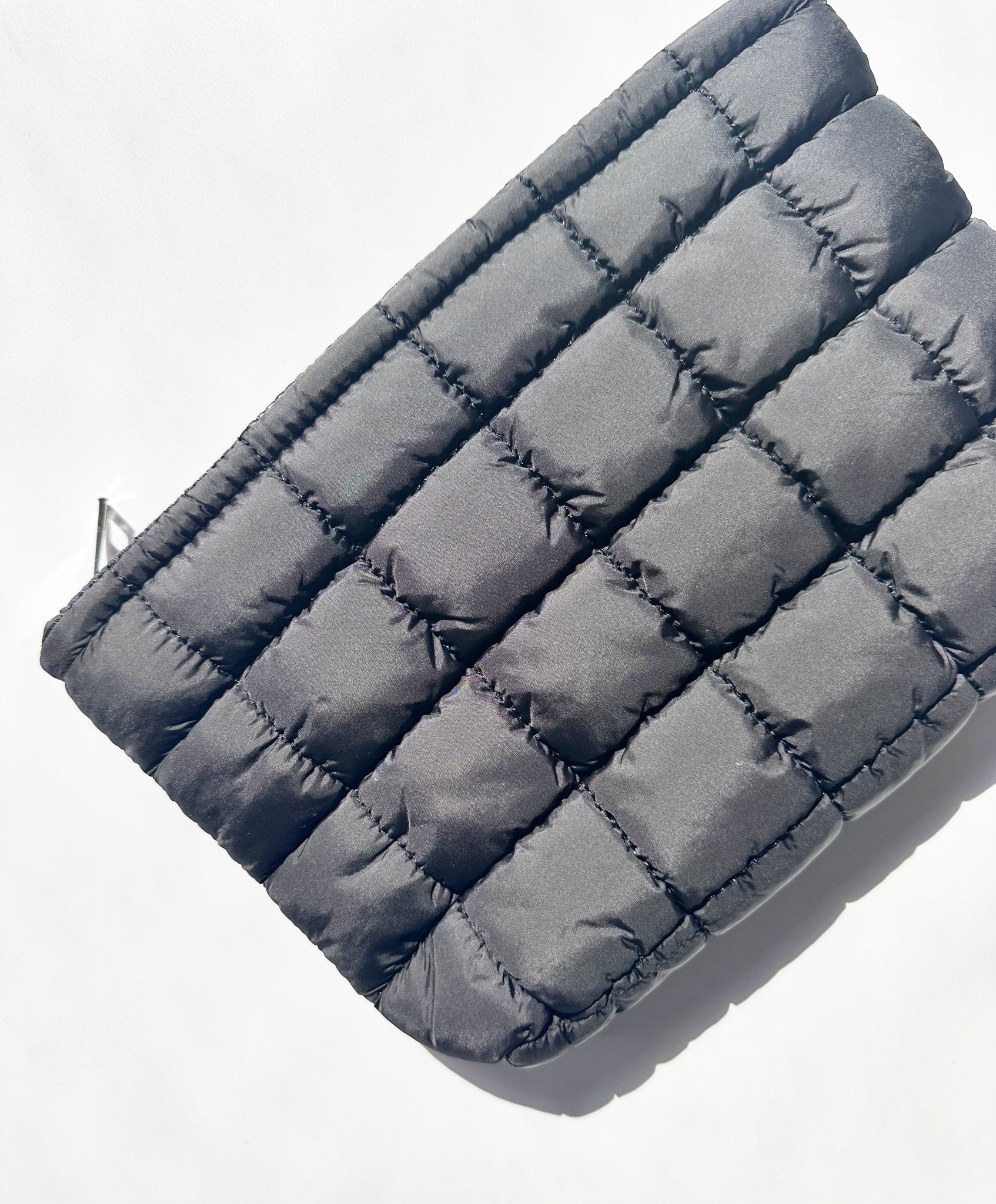 NEW ITEM: Quilted Puffy Makeup Pouch Clutch // BLACK - notebooks & honey