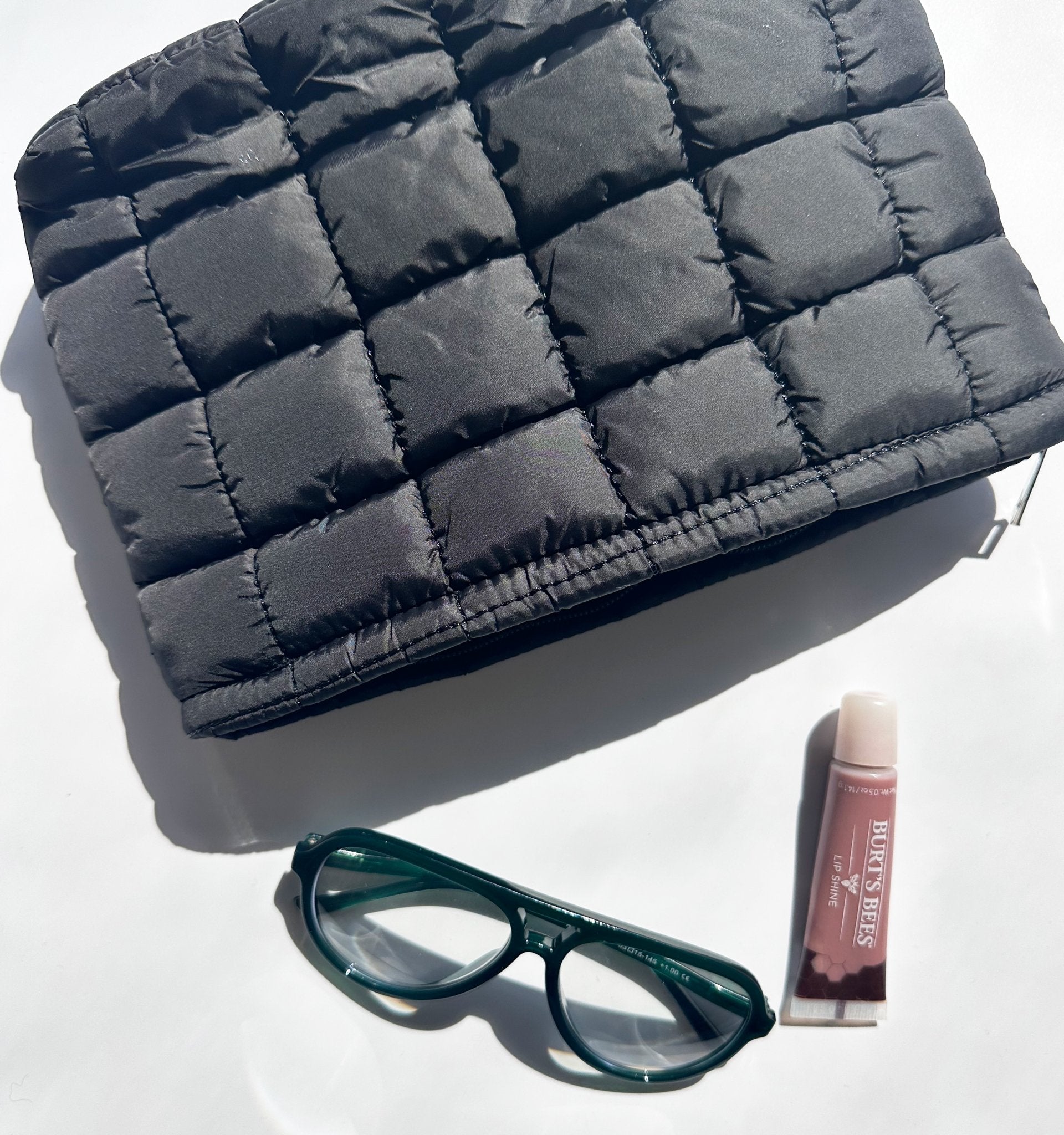NEW ITEM: Quilted Puffy Makeup Pouch Clutch // BLACK - notebooks & honey