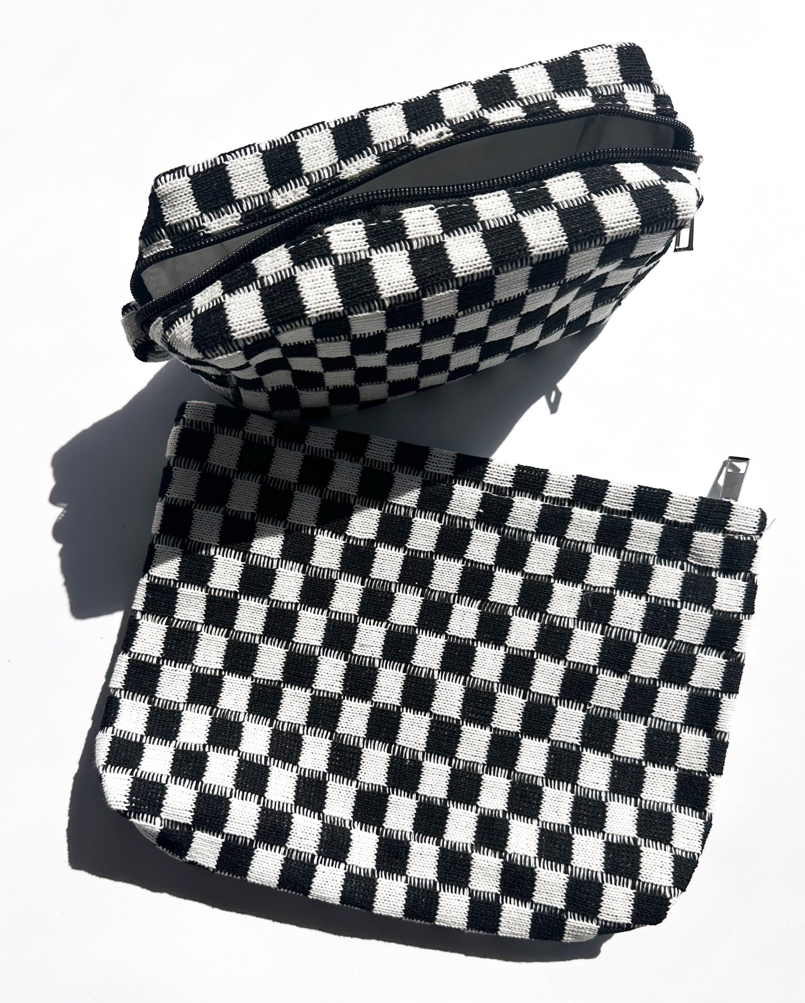 NEW ITEM: Travel Checker Makeup Pouch Bag // BLACK - notebooks & honey
