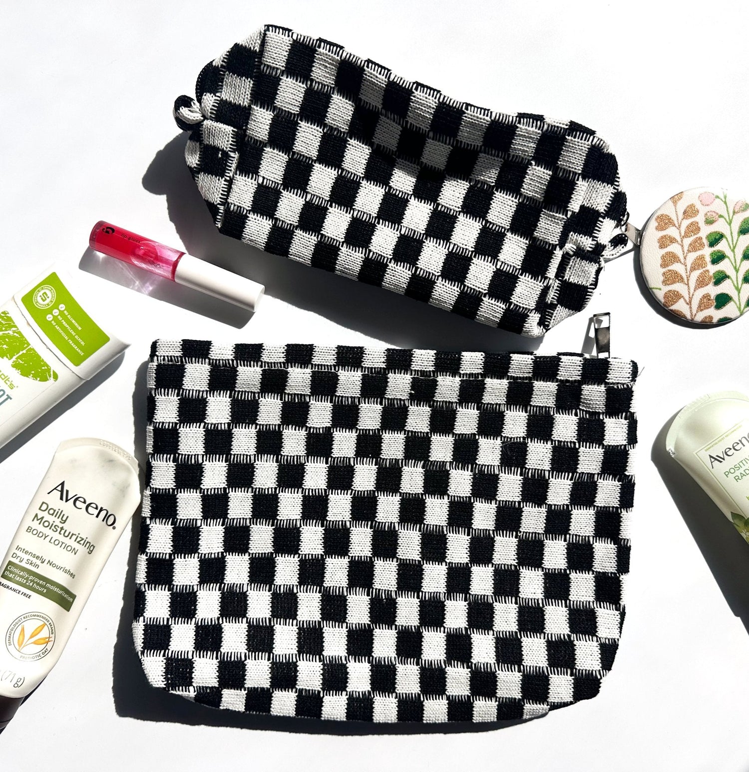 NEW ITEM: Travel Checker Makeup Pouch Bag // BLACK - notebooks & honey
