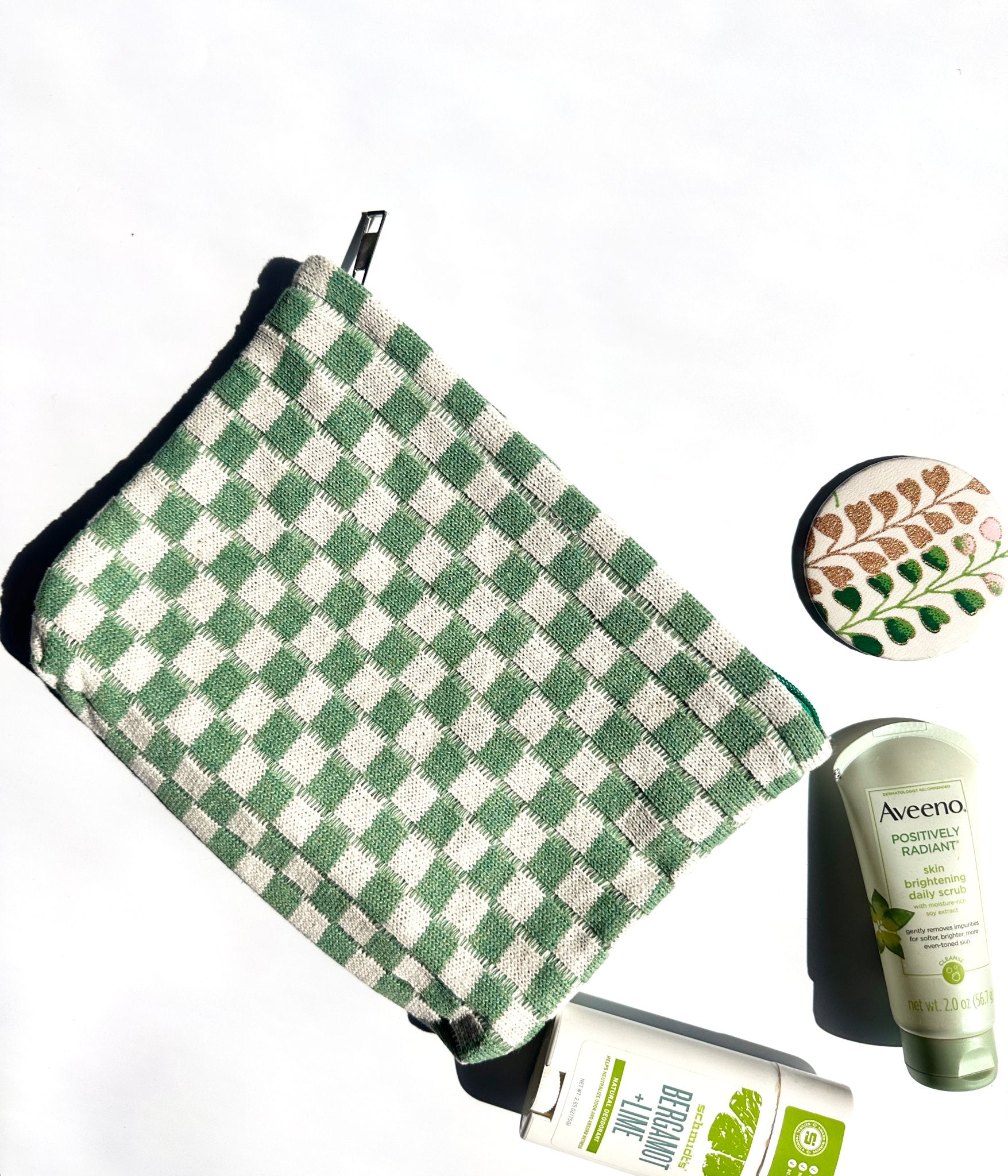 NEW ITEM: Travel Checker Makeup Pouch Bag // GREEN - notebooks & honey