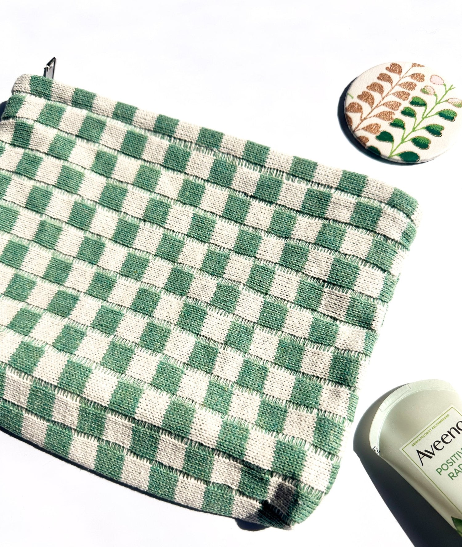 NEW ITEM: Travel Checker Makeup Pouch Bag // GREEN - notebooks & honey
