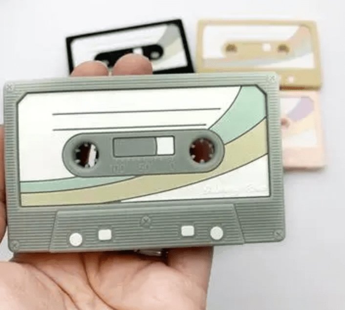 Cassette Tape Teether ( Light Grey ) - notebooks & honey