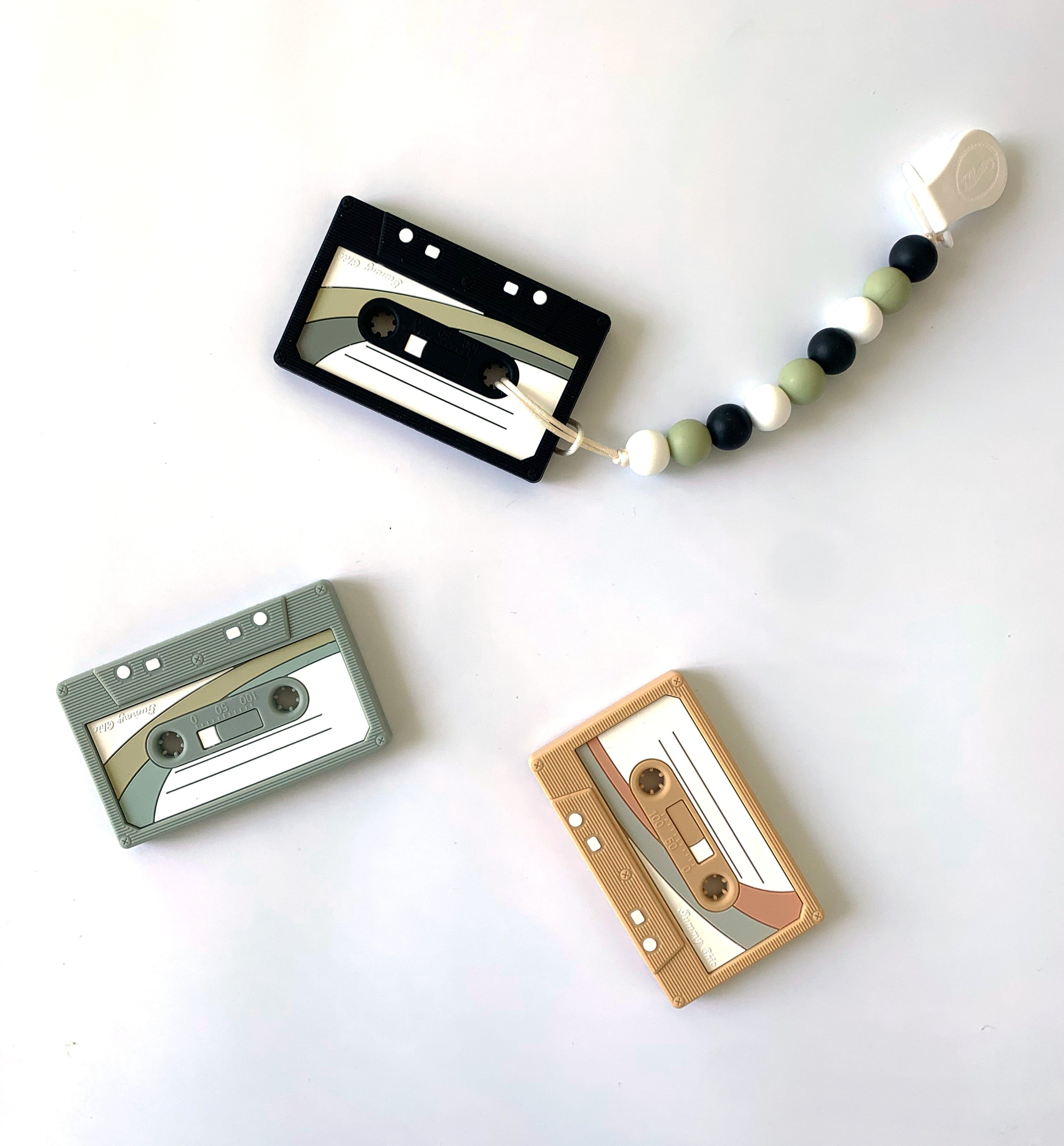 notebooks & honey Cassette Tape Teether ( Light Grey ) the only bag you will need