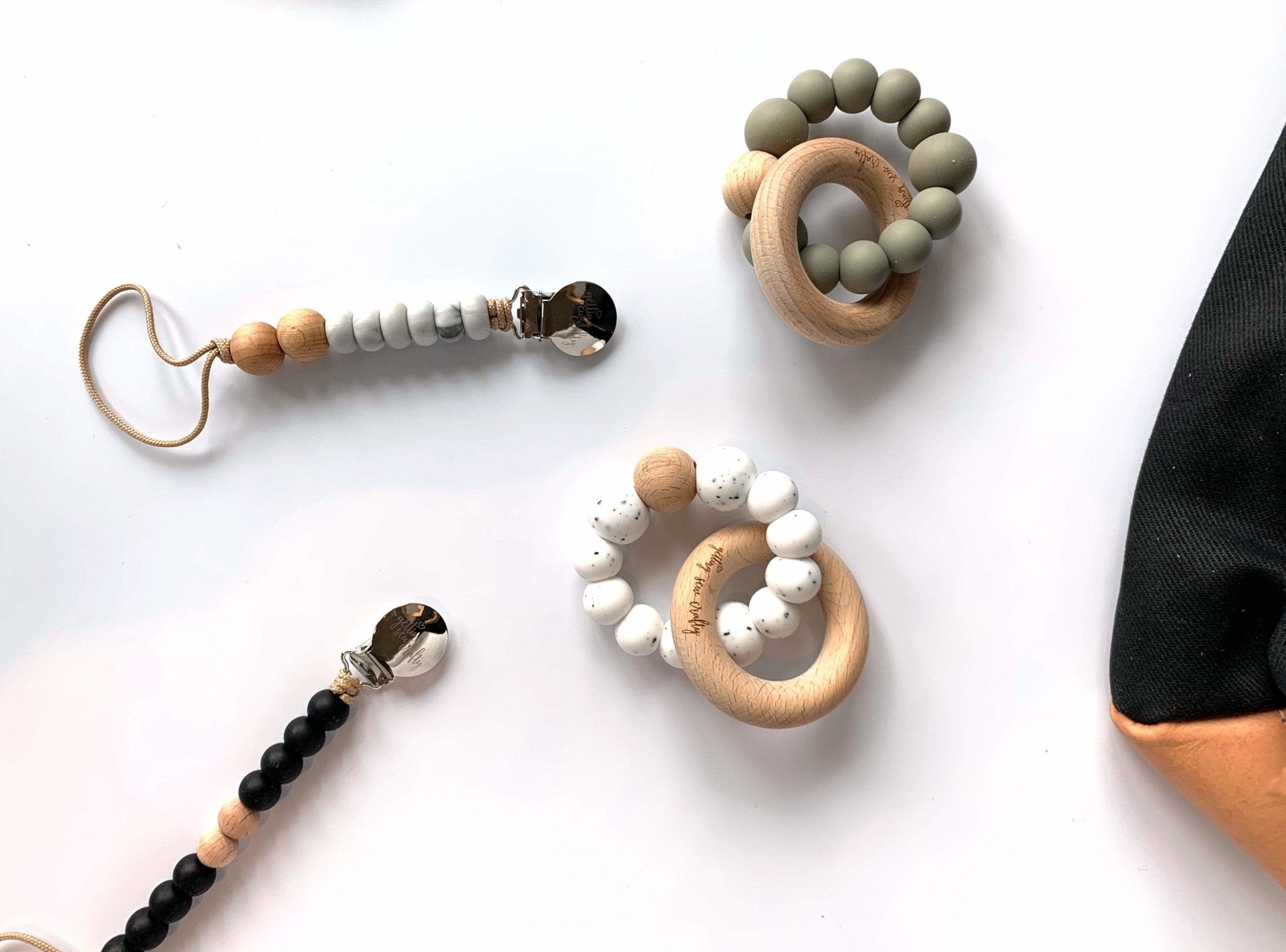 SALE PRICE - Pacifier Clip (Lennon) // BLACK - notebooks & honey
