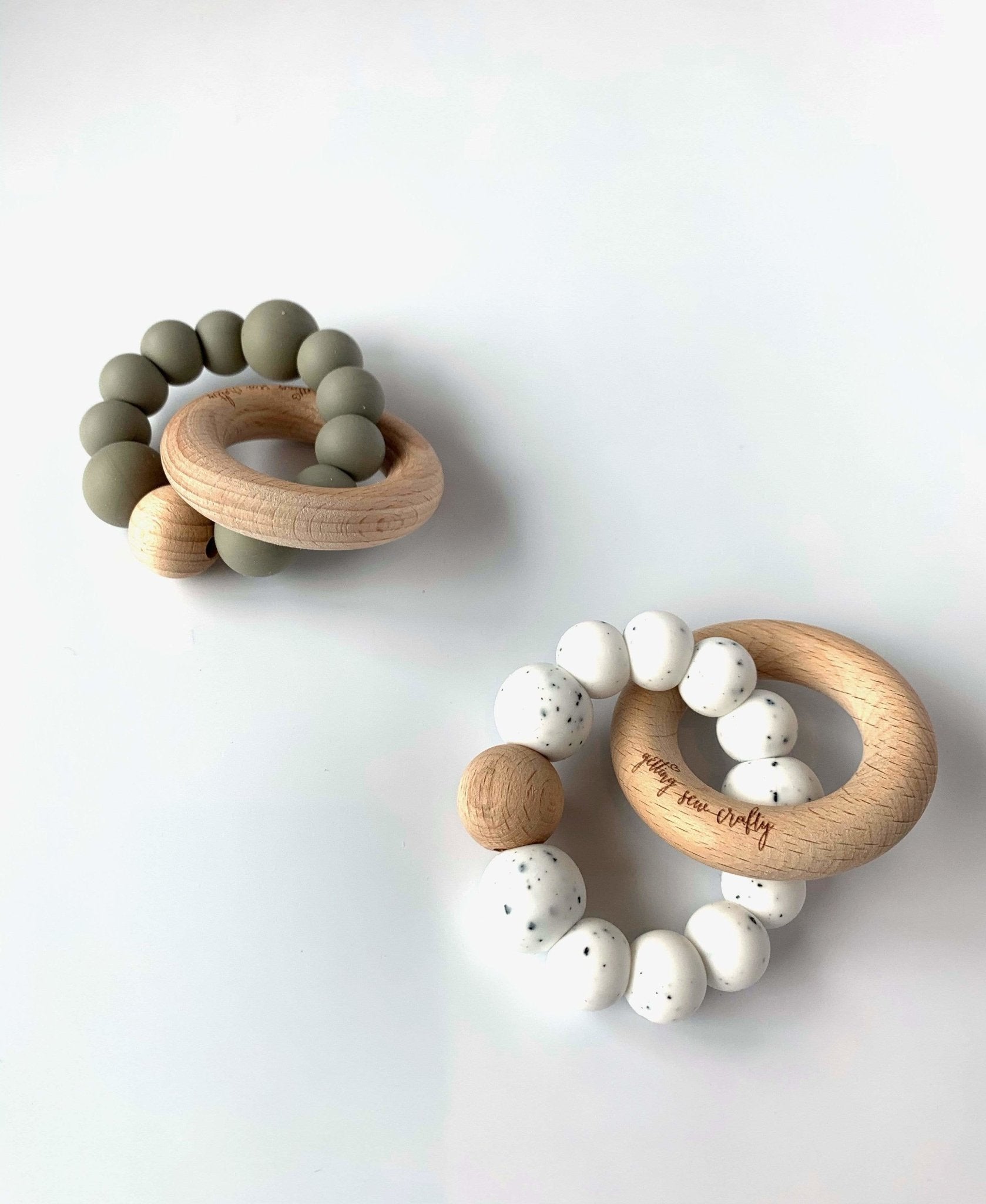 SALE PRICE - Silicone + Wood Teether // MOSS - notebooks & honey