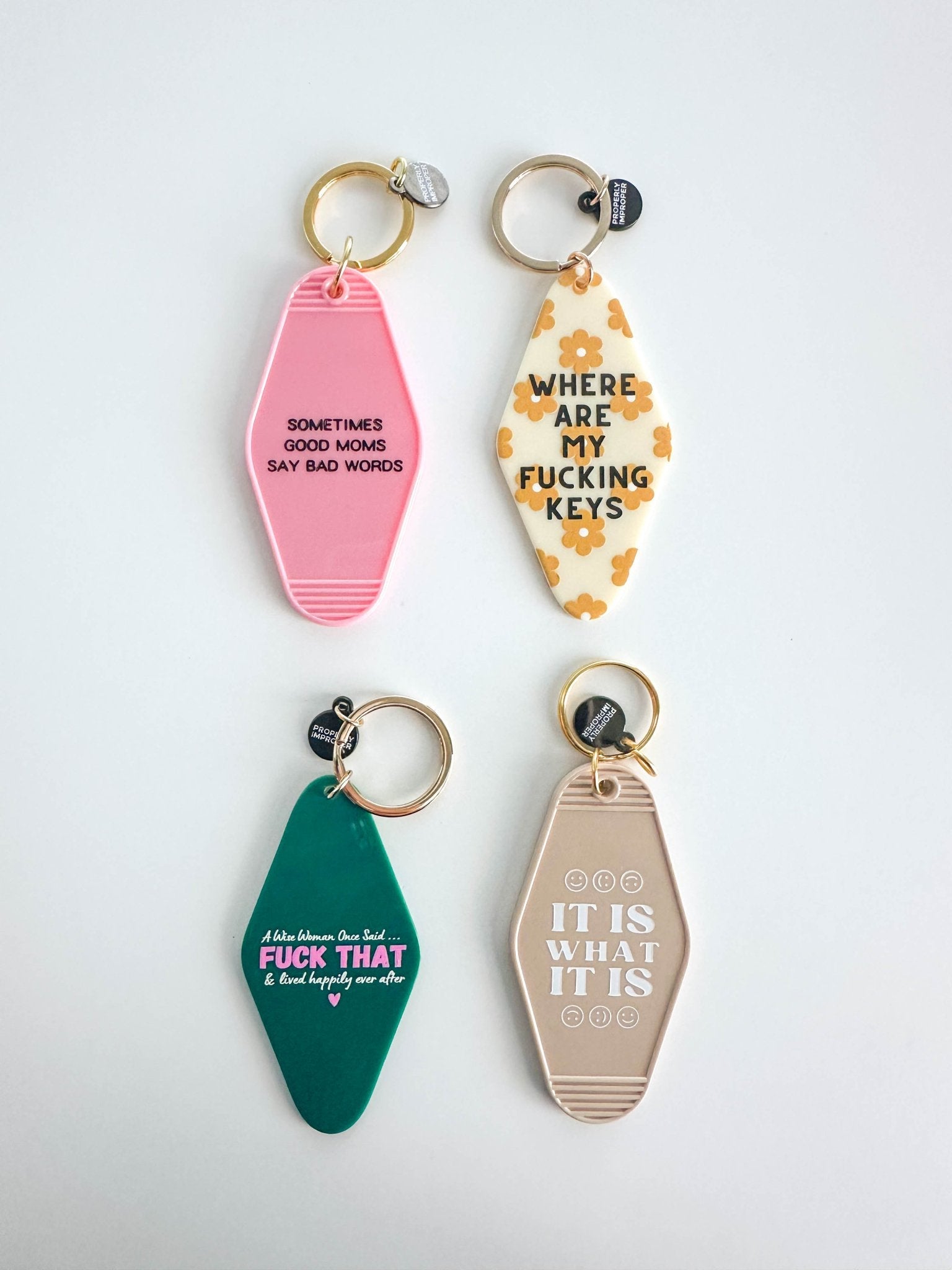 NEW ITEM: Hot Stamped Motel Keychain // Sometimes Good Moms - notebooks &amp; honey