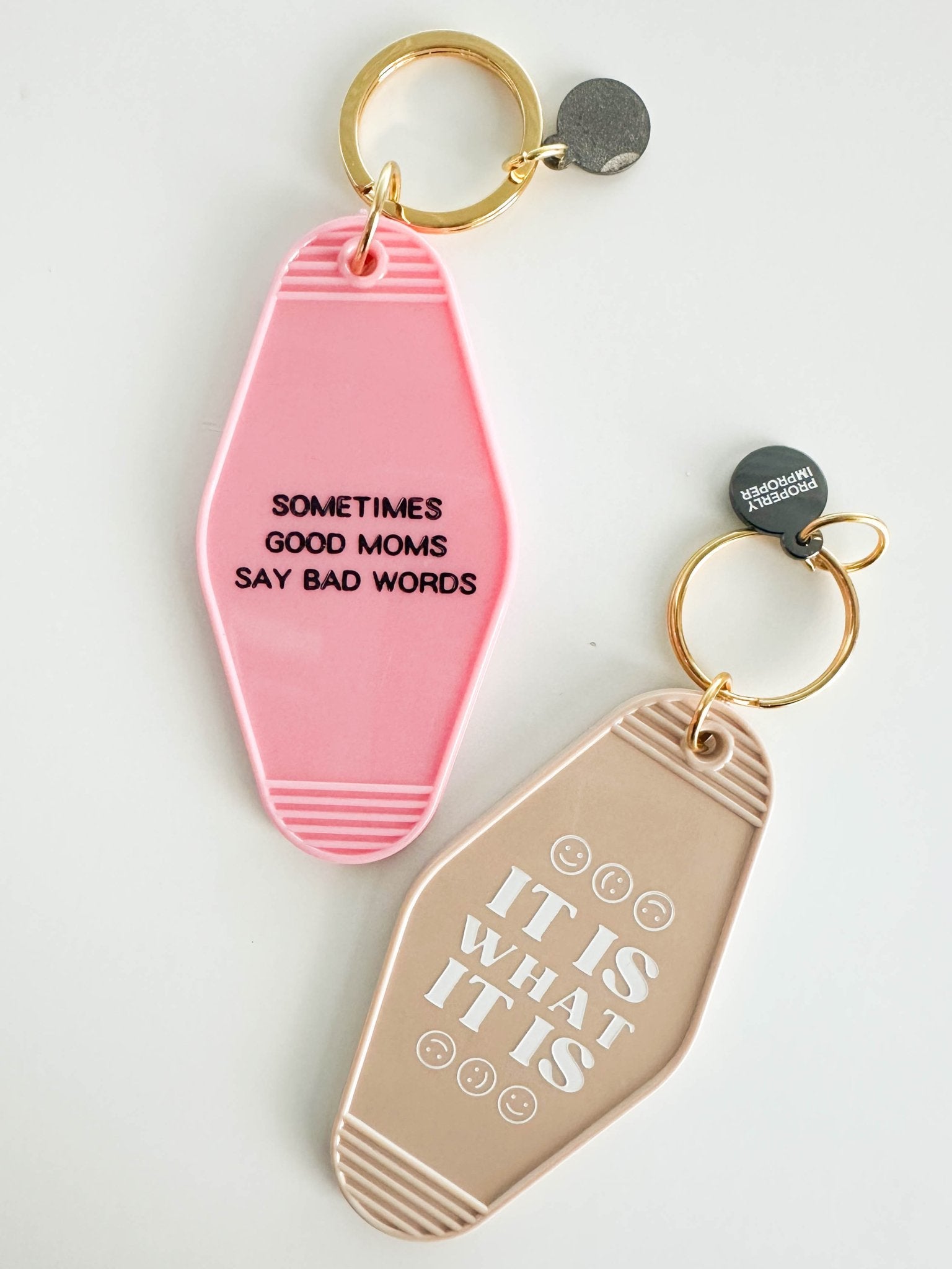NEW ITEM: Hot Stamped Motel Keychain // Sometimes Good Moms - notebooks &amp; honey