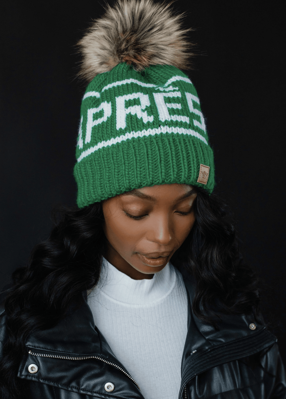 NEW (SEASONAL ITEM): Aprés Ski Winter Pom Pom Beanie Hat - Green - notebooks &amp; honey