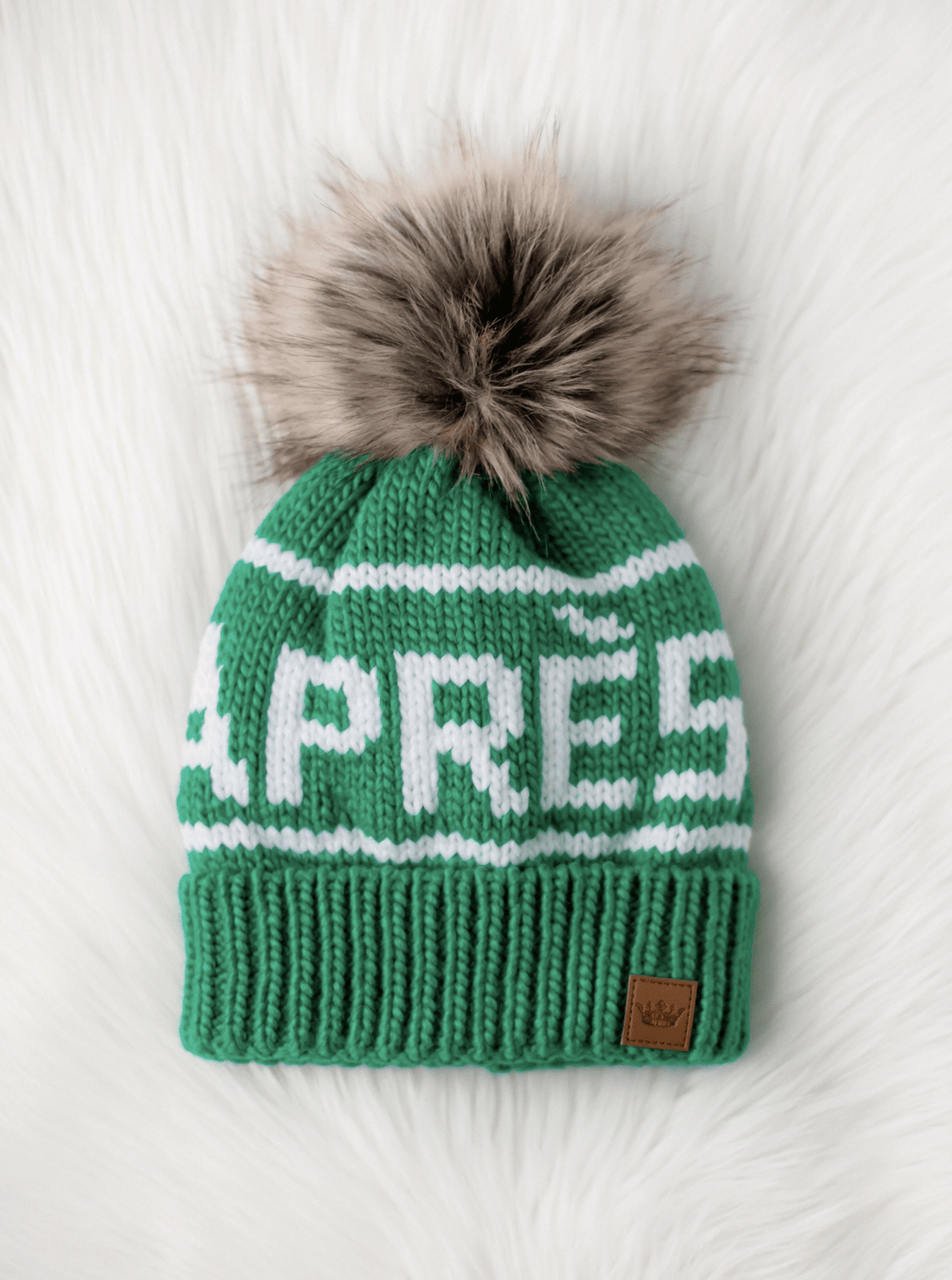 NEW (SEASONAL ITEM): Aprés Ski Winter Pom Pom Beanie Hat - Green - notebooks &amp; honey