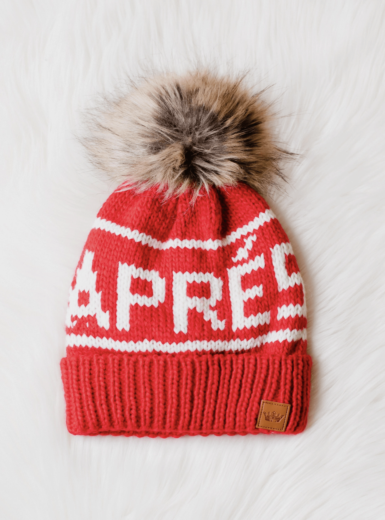 NEW (SEASONAL ITEM): Aprés Ski Winter Pom Pom Beanie Hat - Red - notebooks &amp; honey