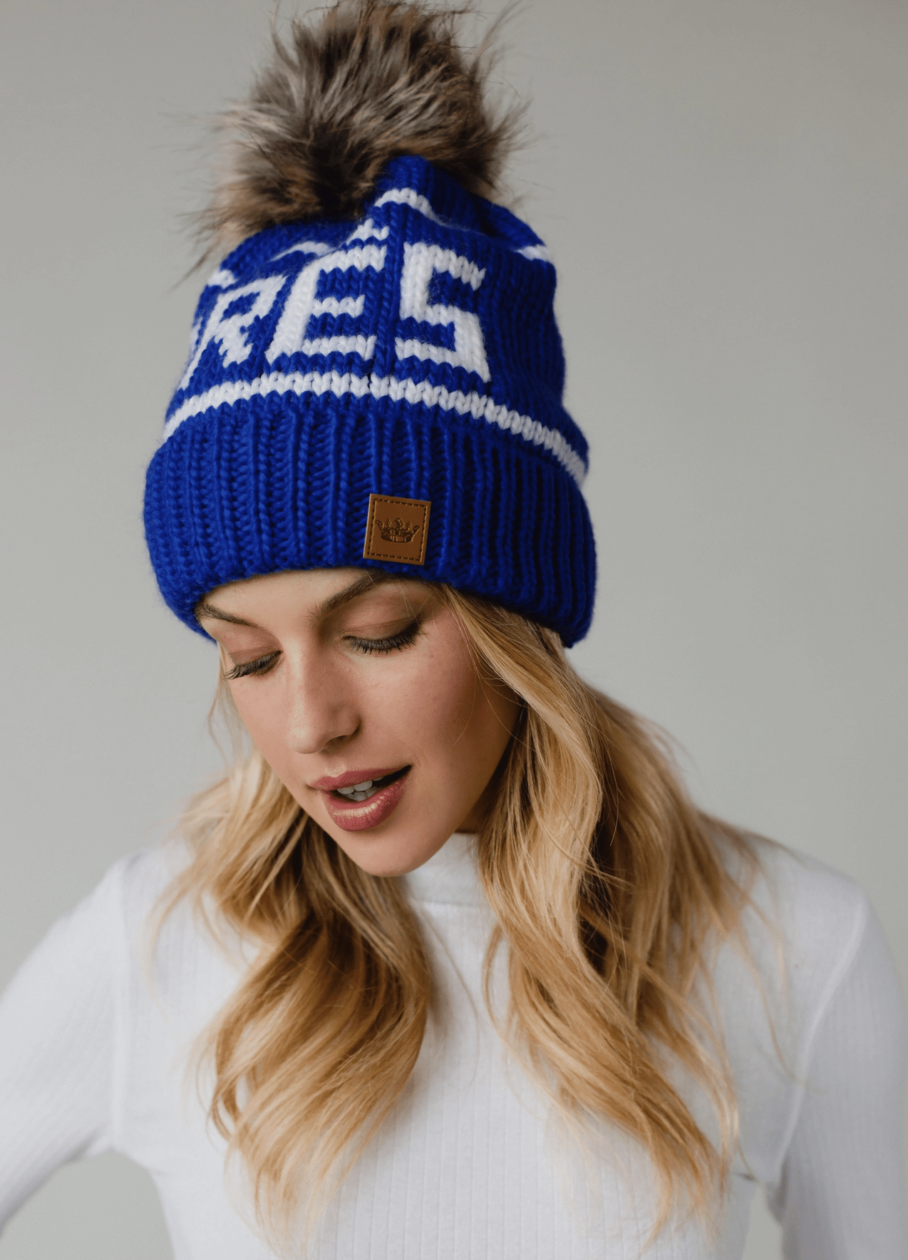 NEW (SEASONAL ITEM): Aprés Ski Winter Pom Pom Beanie Hat - Royal Blue - notebooks &amp; honey