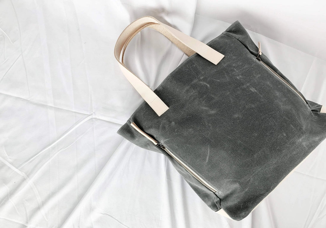 Charcoal Grey Wax Canvas Tote Bag - The Morning Person - notebooks & honey