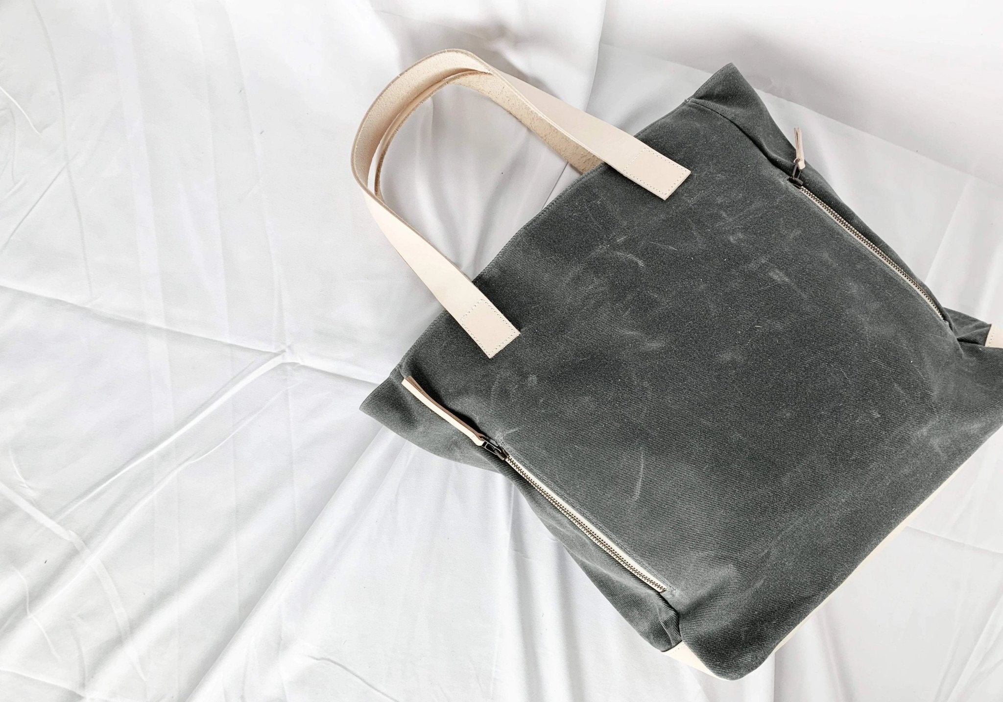 Charcoal Grey Wax Canvas Tote Bag - The Morning Person - notebooks &amp; honey