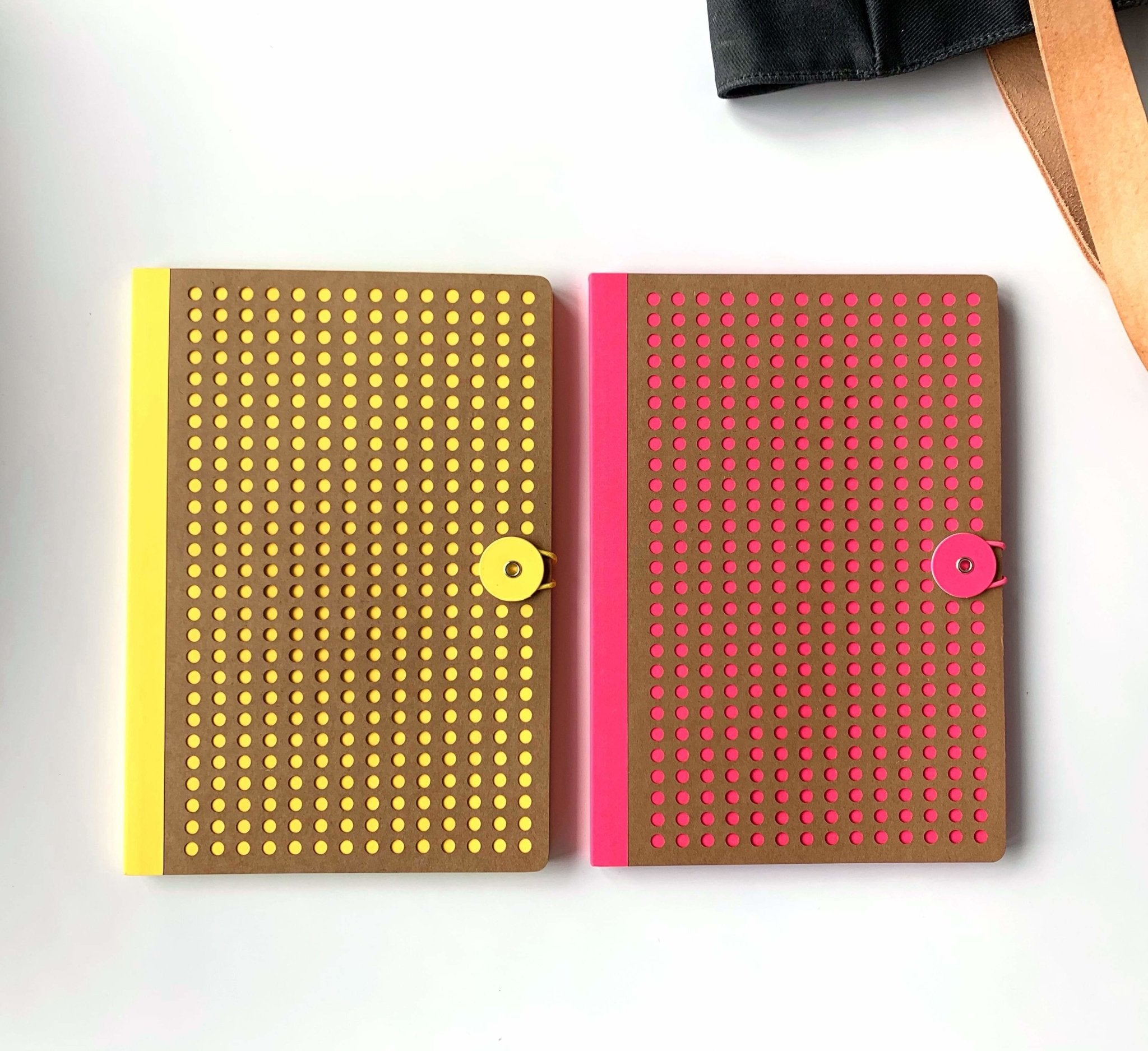 Neon Pink / Kraft Notebooks - notebooks &amp; honey