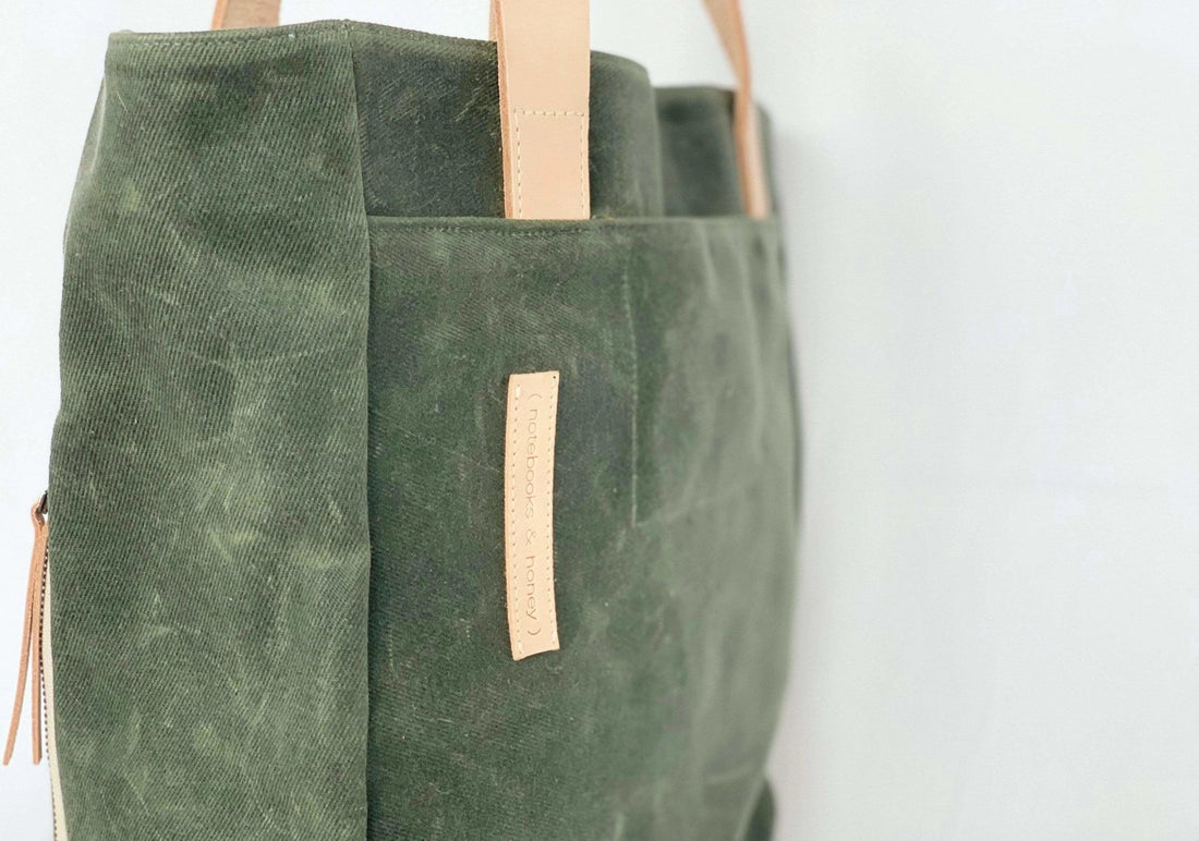 Olive Wax Canvas Tote Bag - The Wild One - notebooks & honey