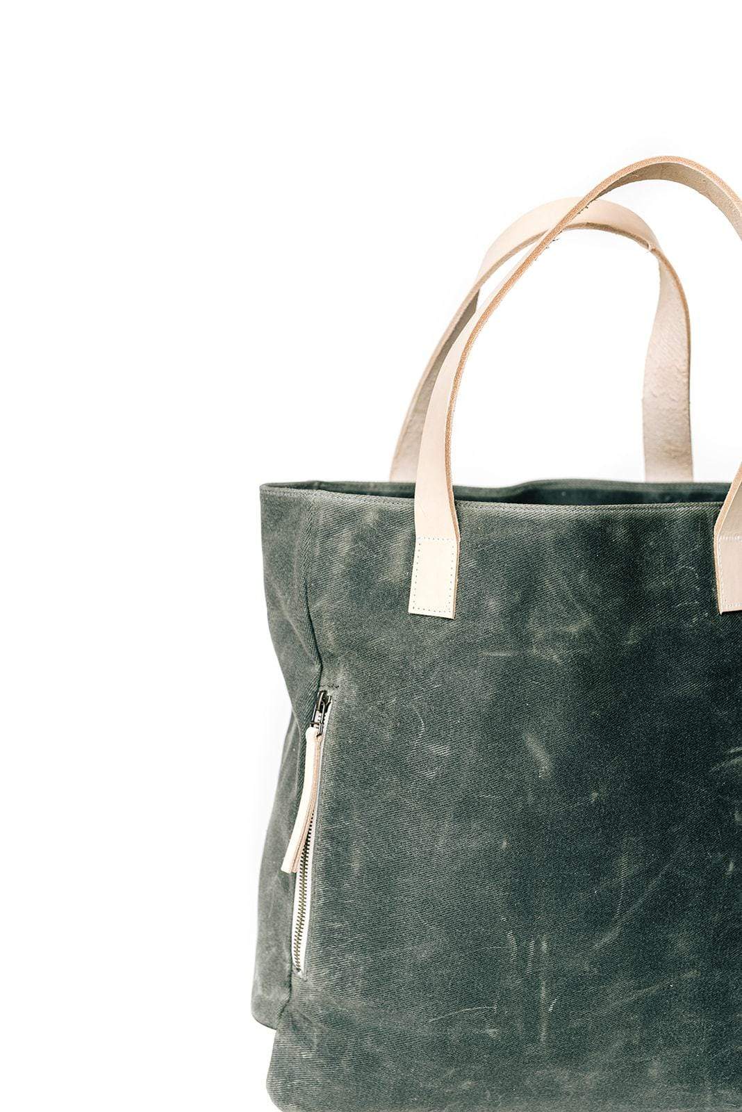 Olive Wax Canvas Tote Bag - The Wild One