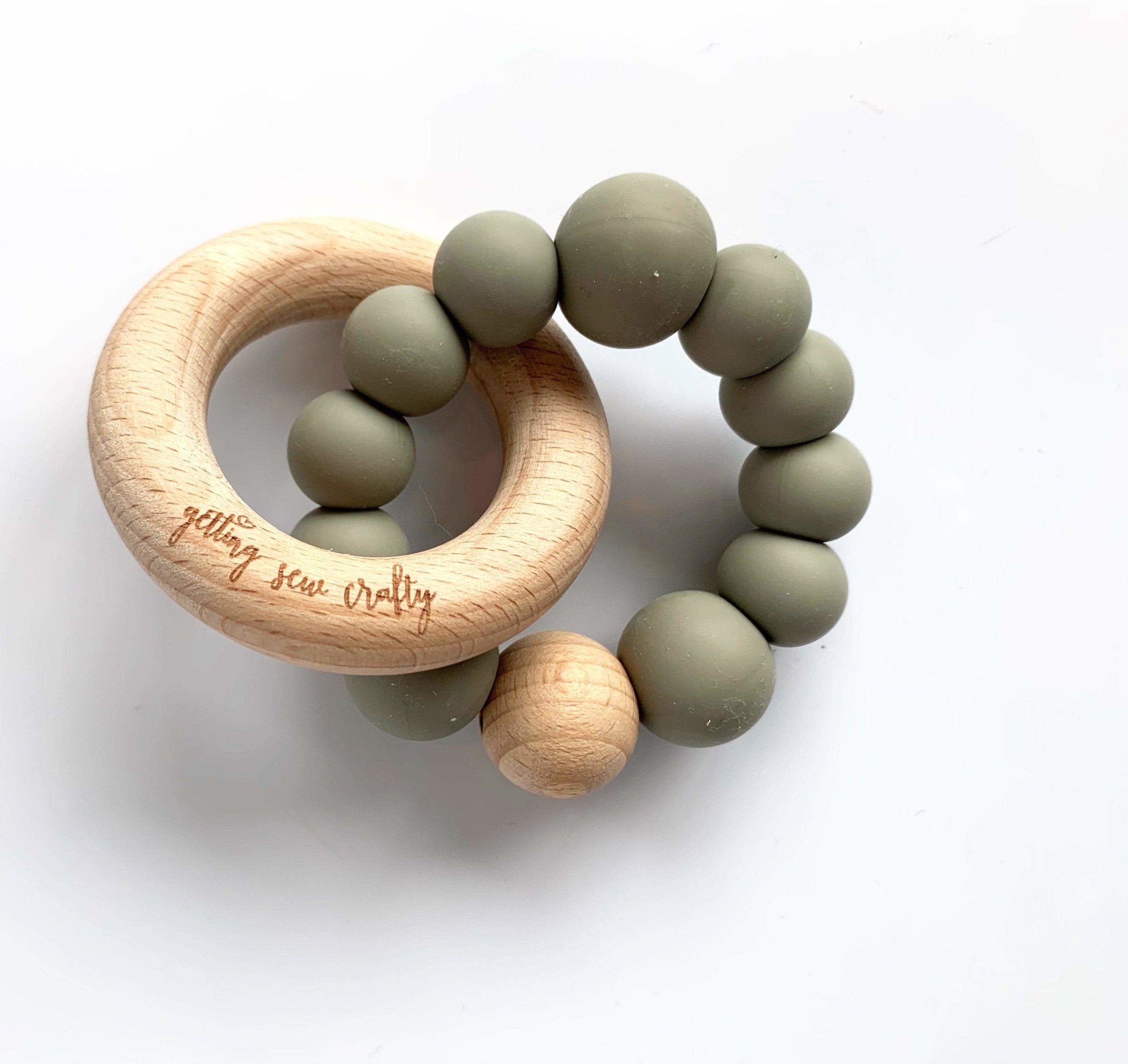 SALE PRICE - Silicone + Wood Teether // MOSS - notebooks &amp; honey